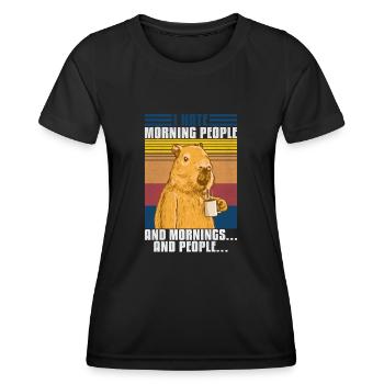 Capybara je déteste matin Les gens - T-shirt sport Femme - noir - Devant - AI Model Female 172 light (172cm)