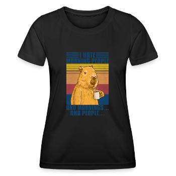 Capybara je déteste matin Les gens - T-shirt sport Femme - noir - Devant - AI Model Female 172 light (172cm)