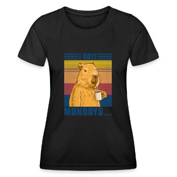 Capybara i hate Mondays - Frauen Funktions-T-Shirt - Schwarz - Vorne - AI Model Female 172 light (172cm)