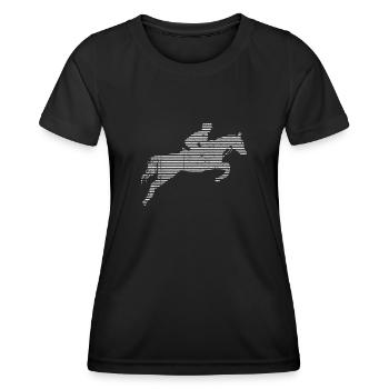 Reitsport - Frauen Funktions-T-Shirt - Schwarz - Vorne - AI Model Female 172 light (172cm)