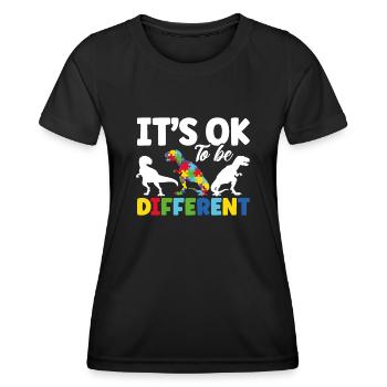 C’est OK d’être différent - T-shirt sport Femme - noir - Devant - AI Model Female 172 light (172cm)