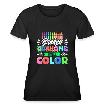 Les crayons cassés colorent encore - T-shirt sport Femme - noir - Devant - AI Model Female 172 light (172cm)