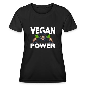 Puissance végétalienne - T-shirt sport Femme - noir - Devant - AI Model Female 172 light (172cm)