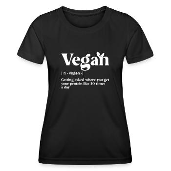 Définition végétalienne - T-shirt sport Femme - noir - Devant - AI Model Female 172 light (172cm)