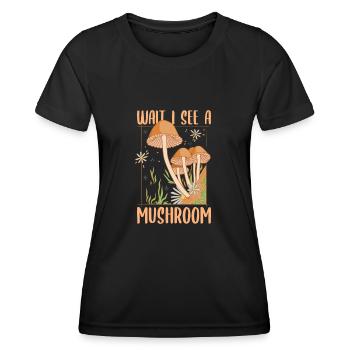 Chasse aux champignons Chasseur de champignons Cueilleur de champignons Morel Mycologue - T-shirt sport Femme - noir - Devant - AI Model Female 172 light (172cm)