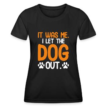 C’est moi que j’ai laissé sortir le chien - T-shirt sport Femme - noir - Devant - AI Model Female 172 light (172cm)