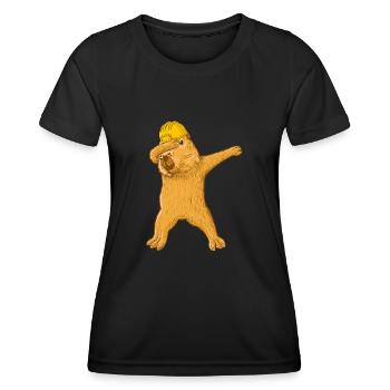 Dabbing Capybara with construction worker helmet - Women's Functional T-Shirt - black - Front - AI Model Female 172 light (172cm)