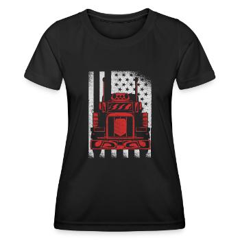 Camionneur Drapeau américain - T-shirt sport Femme - noir - Devant - AI Model Female 172 light (172cm)
