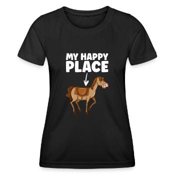 Mon cheval Happy Place - T-shirt sport Femme - noir - Devant - AI Model Female 172 light (172cm)