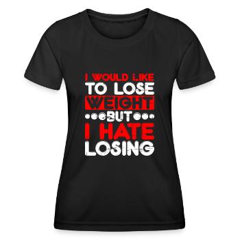 J’aimerais perdre du poids mais je déteste perdre - T-shirt sport Femme - noir - Devant - AI Model Female 172 light (172cm)