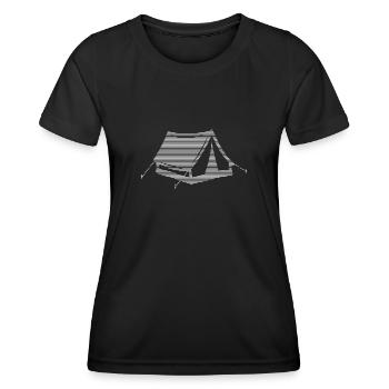 Zelten - Frauen Funktions-T-Shirt - Schwarz - Vorne - AI Model Female 172 light (172cm)