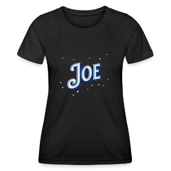 Joe Namen personalisiert - Frauen Funktions-T-Shirt - Schwarz - Vorne - AI Model Female 172 light (172cm)