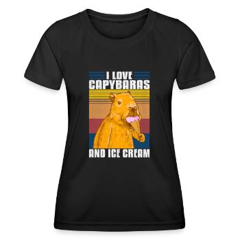 J’adore les capybaras et la crème glacée - T-shirt sport Femme - noir - Devant - AI Model Female 172 light (172cm)