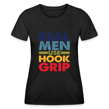 Real Men Use Hook Grip - Women's Functional T-Shirt - black - Front - AI Model Female 172 light (172cm)