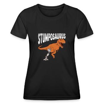 Prothèse de jambe amputée T-rex - T-shirt sport Femme - noir - Devant - AI Model Female 172 light (172cm)