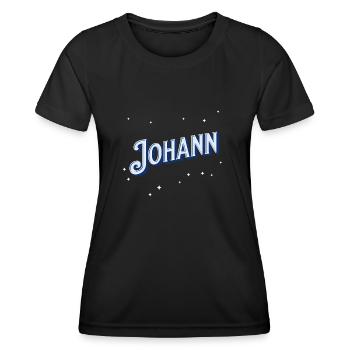 Johann Namen personnalisé - T-shirt sport Femme - noir - Devant - AI Model Female 172 light (172cm)