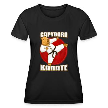 Coup de pied de karaté Capybara - T-shirt sport Femme - noir - Devant - AI Model Female 172 light (172cm)