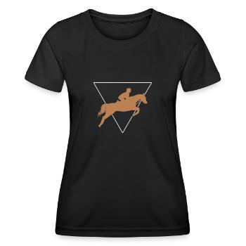 Reitsport - Frauen Funktions-T-Shirt - Schwarz - Vorne - AI Model Female 172 light (172cm)