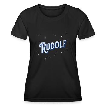 Rudolf Namen personalisiert - Frauen Funktions-T-Shirt - Schwarz - Vorne - AI Model Female 172 light (172cm)