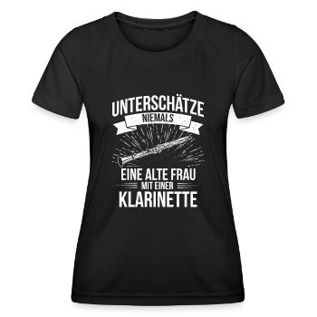 Klarinette Klarinettenspieler Klarinettist - Frauen Funktions-T-Shirt - Schwarz - Vorne - AI Model Female 172 light (172cm)