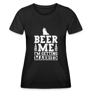Bière moi je me marie - Groom JGA - T-shirt sport Femme - noir - Devant - AI Model Female 172 light (172cm)