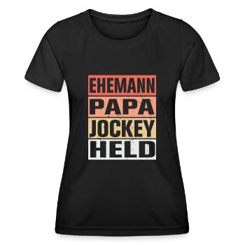 Jockey Vater Ehemann Held - Frauen Funktions-T-Shirt - Schwarz - Vorne - AI Model Female 172 light (172cm)