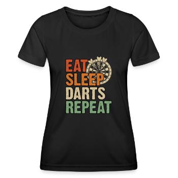 Eat Sleep Darts Repeat Dart Saying - Women's Functional T-Shirt - black - Front - AI Model Female 172 light (172cm)