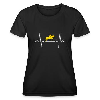 Reitsport Herzschlag - Frauen Funktions-T-Shirt - Schwarz - Vorne - AI Model Female 172 light (172cm)