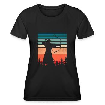 Archer avec arc et flèches - T-shirt sport Femme - noir - Devant - AI Model Female 172 light (172cm)