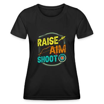Raise the target and shoot - Women's Functional T-Shirt - black - Front - AI Model Female 172 light (172cm)