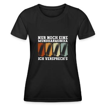 Nur Noch Eine Mundharmonika Ich Versprech's - Frauen Funktions-T-Shirt - Schwarz - Vorne - AI Model Female 172 light (172cm)