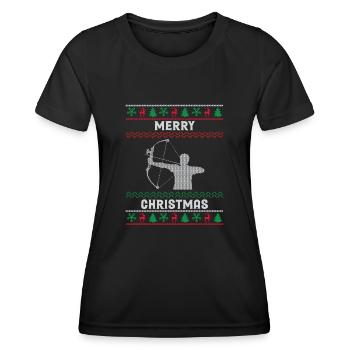Frohen Weihnachten Bogenschützen - Frauen Funktions-T-Shirt - Schwarz - Vorne - AI Model Female 172 light (172cm)