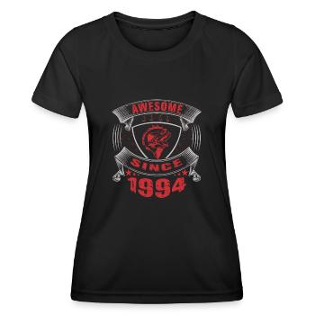 Awesome since 1994. Angel, Angler's birthday - Women's Functional T-Shirt - black - Front - AI Model Female 172 light (172cm)