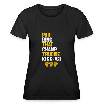 ASL Gestes de la main Sensibilisation à la perte auditive sourde - T-shirt sport Femme - noir - Devant - AI Model Female 172 light (172cm)