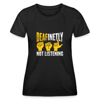 ASL Handgesten Gehörlose Schwerhörigkeit Awareness - Frauen Funktions-T-Shirt - Schwarz - Vorne - AI Model Female 172 light (172cm)