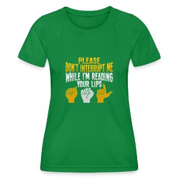 ASL Gestes de la main Sensibilisation à la perte auditive sourde - T-shirt sport Femme - vert - Devant - AI Model Female 172 dark (172cm)