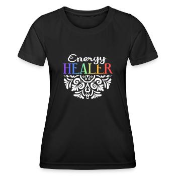 Chakra Holistique Healing Mains Energie Guérisseur Reiki - T-shirt sport Femme - noir - Devant - AI Model Female 172 light (172cm)