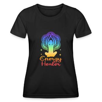 Chakra Holistique Healing Mains Energie Guérisseur Reiki - T-shirt sport Femme - noir - Devant - AI Model Female 172 light (172cm)