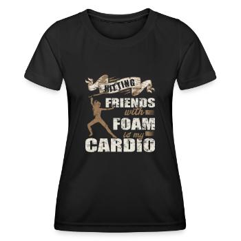 Maître GN Drôle d’épée en mousse Larping - T-shirt sport Femme - noir - Devant - AI Model Female 172 light (172cm)