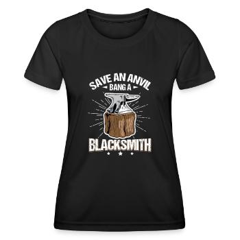 Sauver une enclume - Bang A Blacksmith Funny Blacksmith - T-shirt sport Femme - noir - Devant - AI Model Female 172 light (172cm)