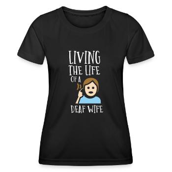 Gehörloser Stolz, Gehör, Behinderte, Taubheit - Frauen Funktions-T-Shirt - Schwarz - Vorne - AI Model Female 172 light (172cm)