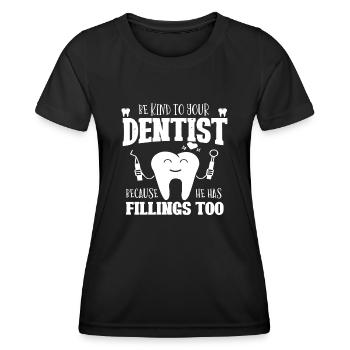 dentiste, dentiste, médecin, dentiste, dentiste - T-shirt sport Femme - noir - Devant - AI Model Female 172 light (172cm)