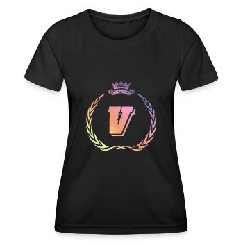 Couronne de lettres V - T-shirt sport Femme - noir - Devant - AI Model Female 172 light (172cm)