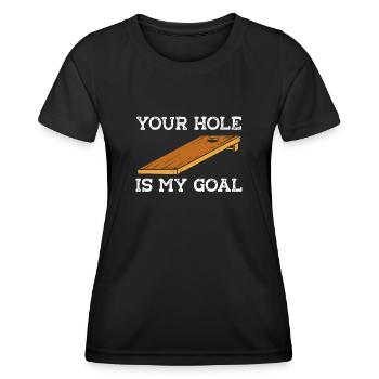 Loch In Der Holzplatte - Frauen Funktions-T-Shirt - Schwarz - Vorne - AI Model Female 172 light (172cm)
