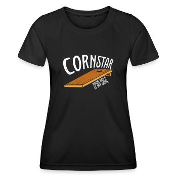 Assiette en bois Cornstar - T-shirt sport Femme - noir - Devant - AI Model Female 172 light (172cm)