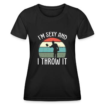 Je suis sexy et je le jette - T-shirt sport Femme - noir - Devant - AI Model Female 172 light (172cm)