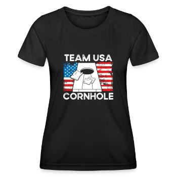 Team Usa-cornhole - T-shirt sport Femme - noir - Devant - AI Model Female 172 light (172cm)