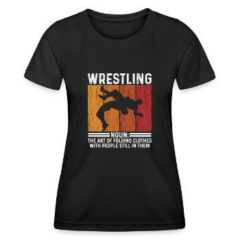 Vintage Wrestling Spruch Schaukampf Sportler - Frauen Funktions-T-Shirt - Schwarz - Vorne - AI Model Female 172 light (172cm)