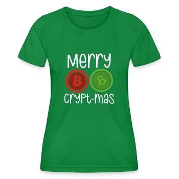 Merry Crypto Christmas - Women's Functional T-Shirt - kelly green - Front - AI Model Female 172 dark (172cm)