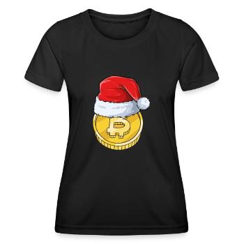 Bitcoin avec chapeau de Noël - T-shirt sport Femme - noir - Devant - AI Model Female 172 light (172cm)